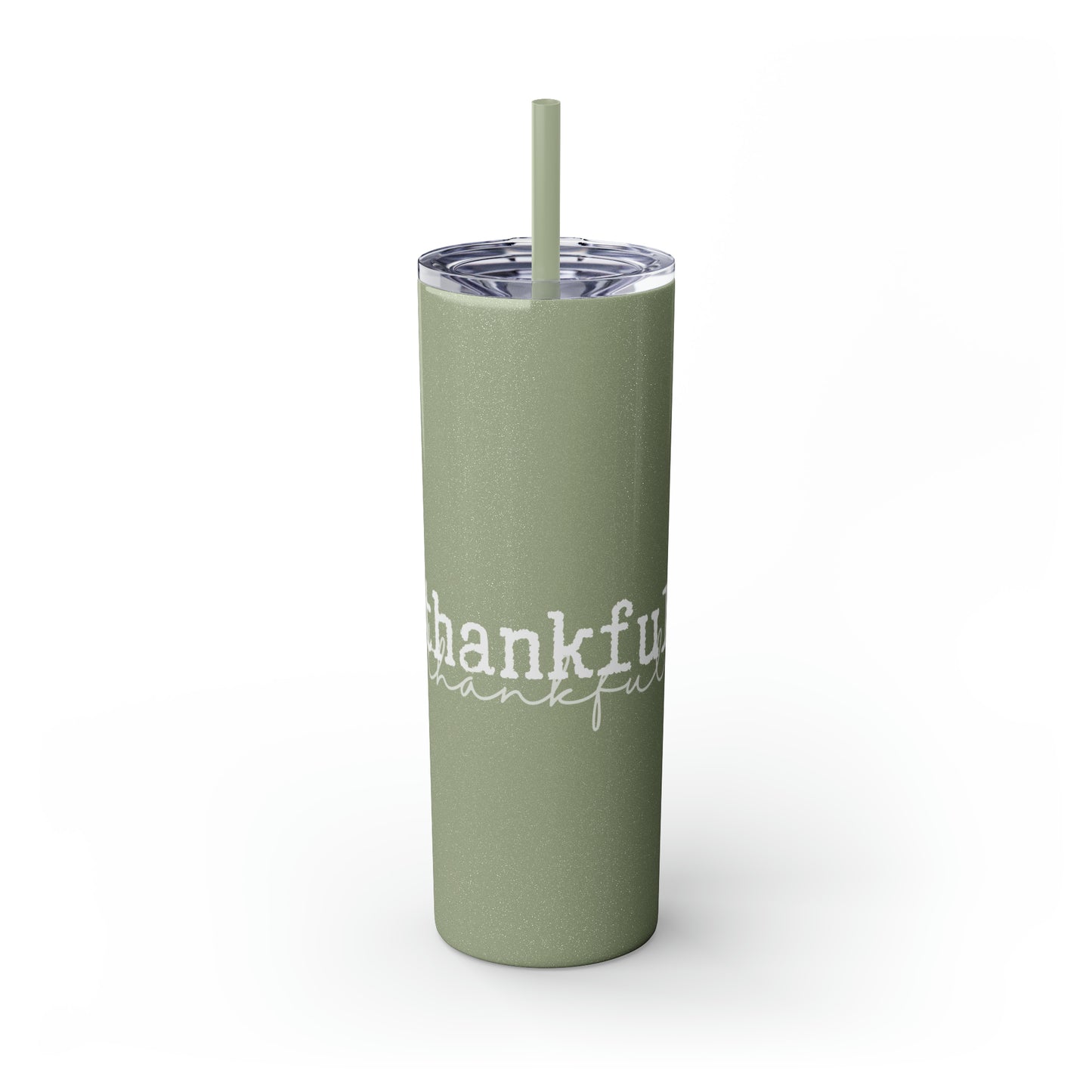 Thankful Skinny Tumbler with Straw, 20oz