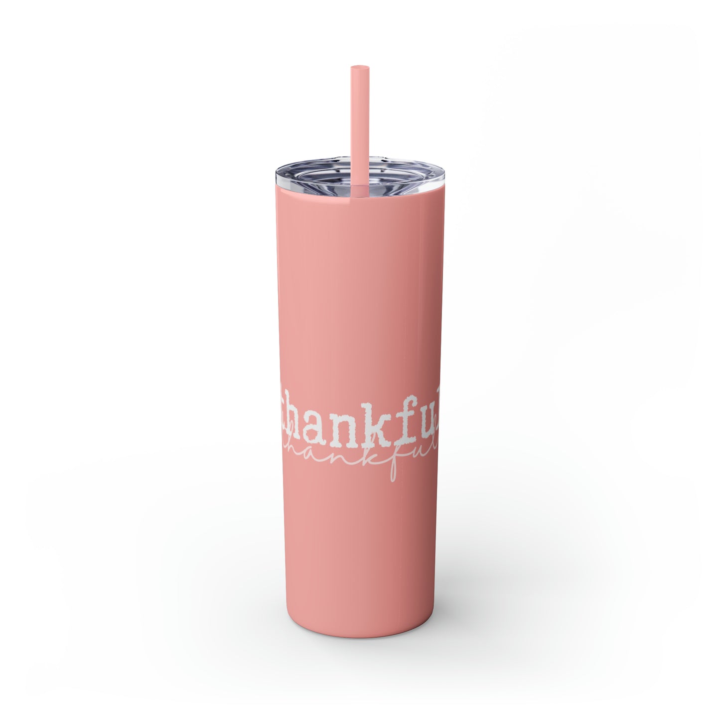 Thankful Skinny Tumbler with Straw, 20oz