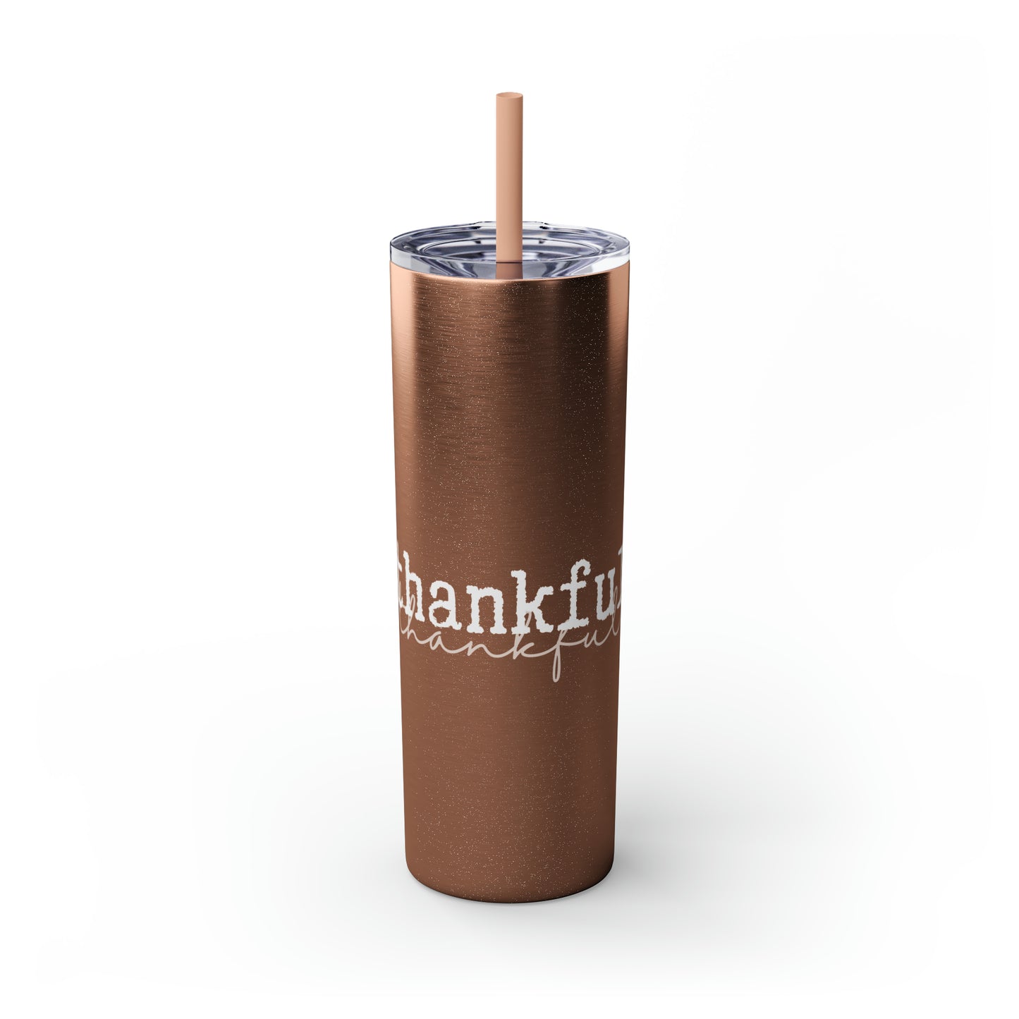 Thankful Skinny Tumbler with Straw, 20oz