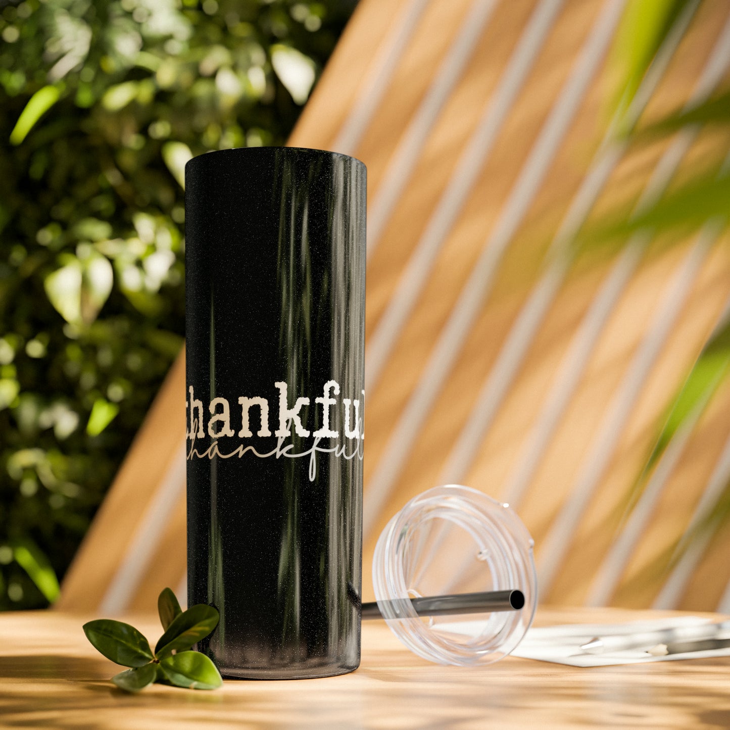 Thankful Skinny Tumbler with Straw, 20oz