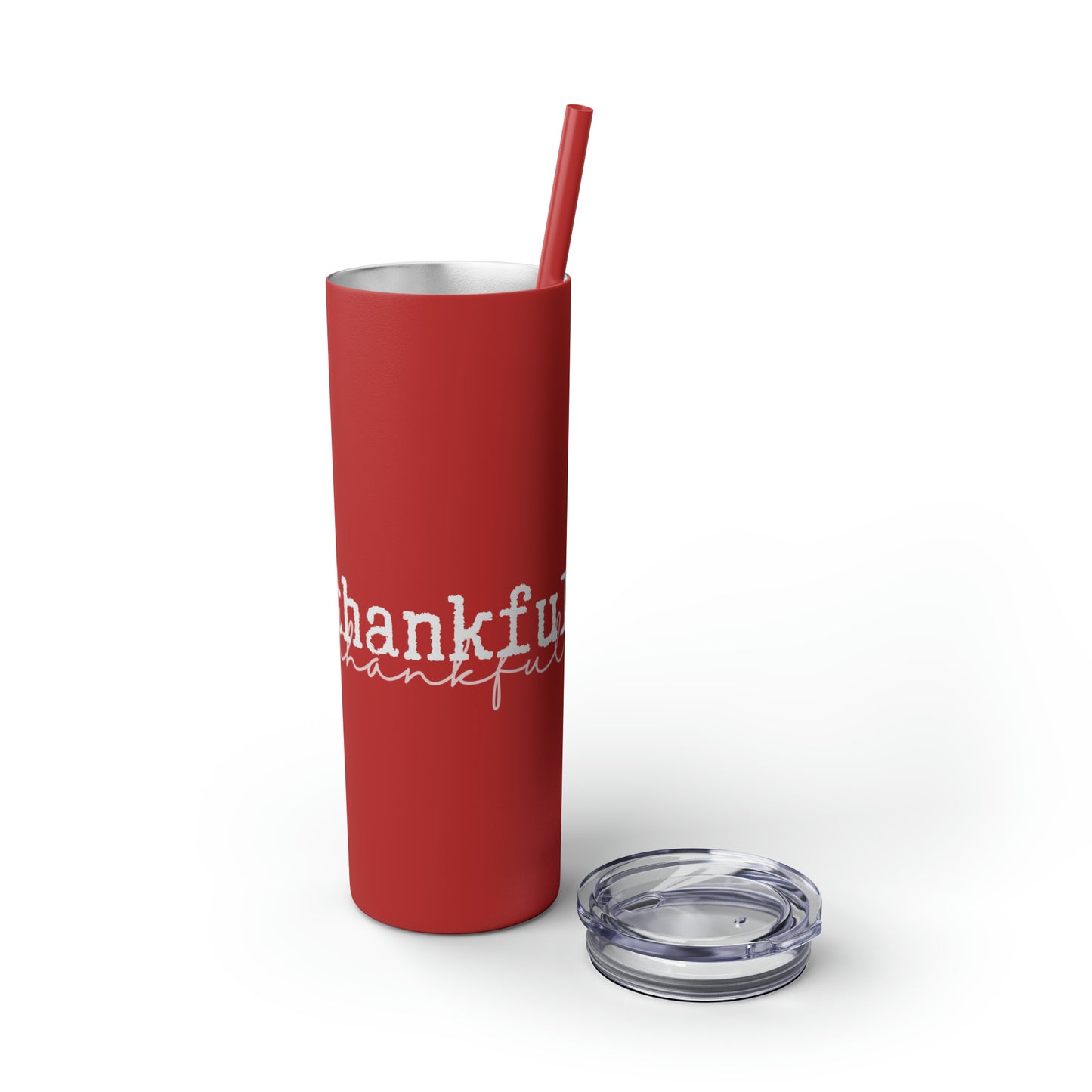 Thankful Skinny Tumbler with Straw, 20oz