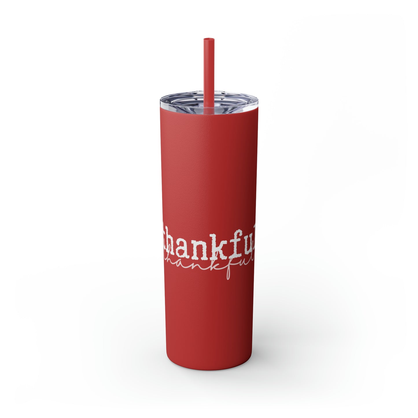 Thankful Skinny Tumbler with Straw, 20oz
