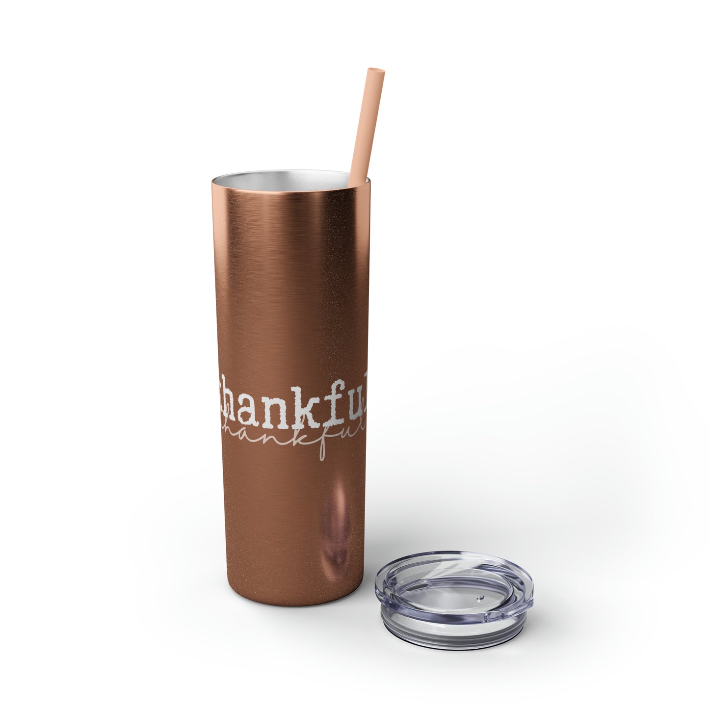Thankful Skinny Tumbler with Straw, 20oz