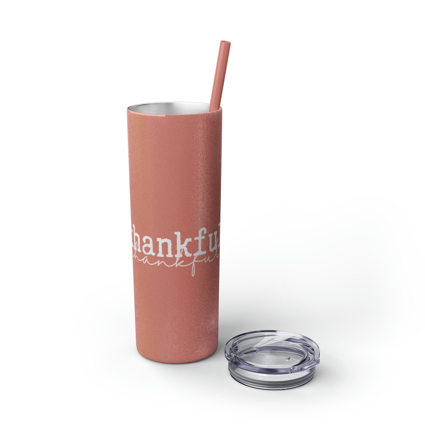 Thankful Skinny Tumbler with Straw, 20oz