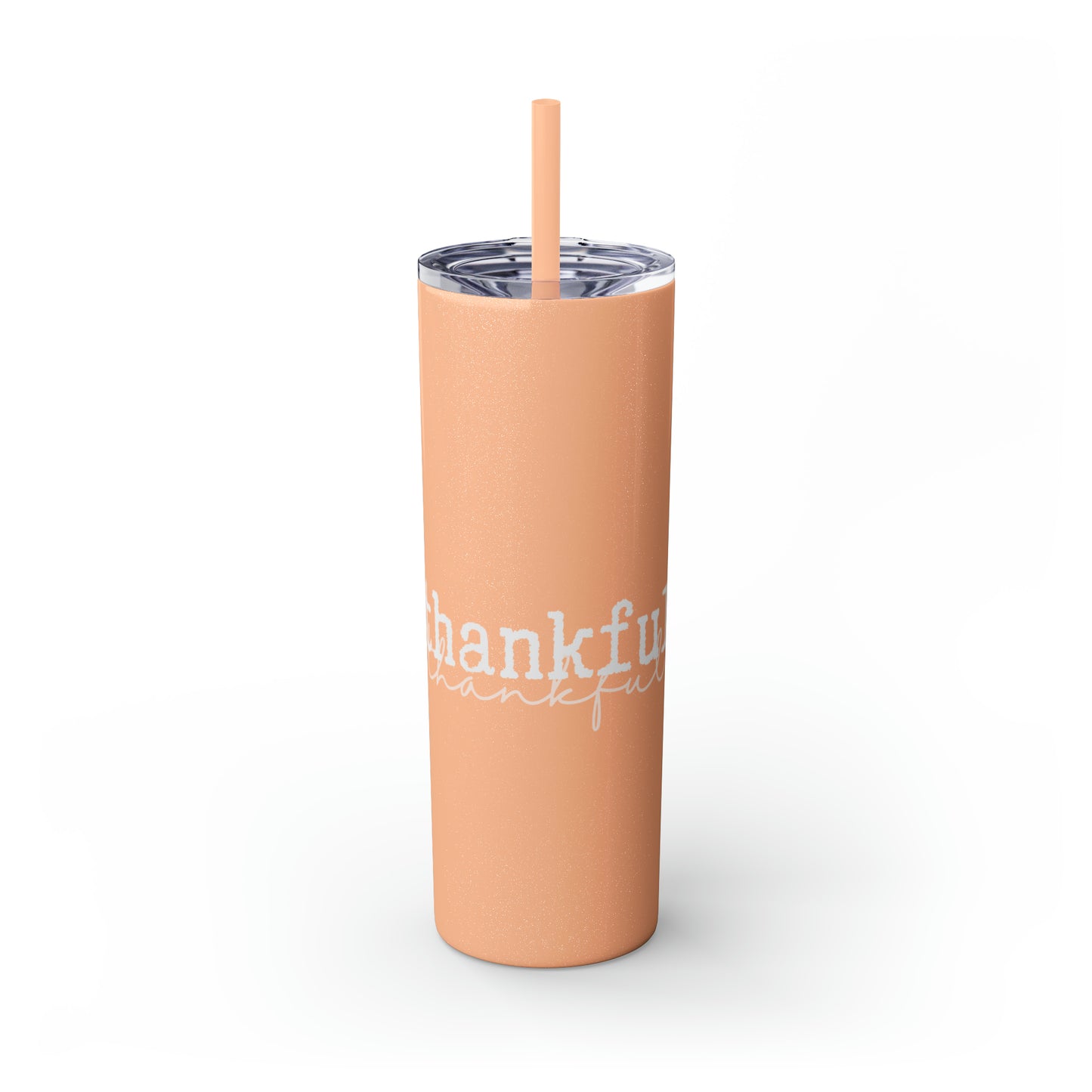 Thankful Skinny Tumbler with Straw, 20oz