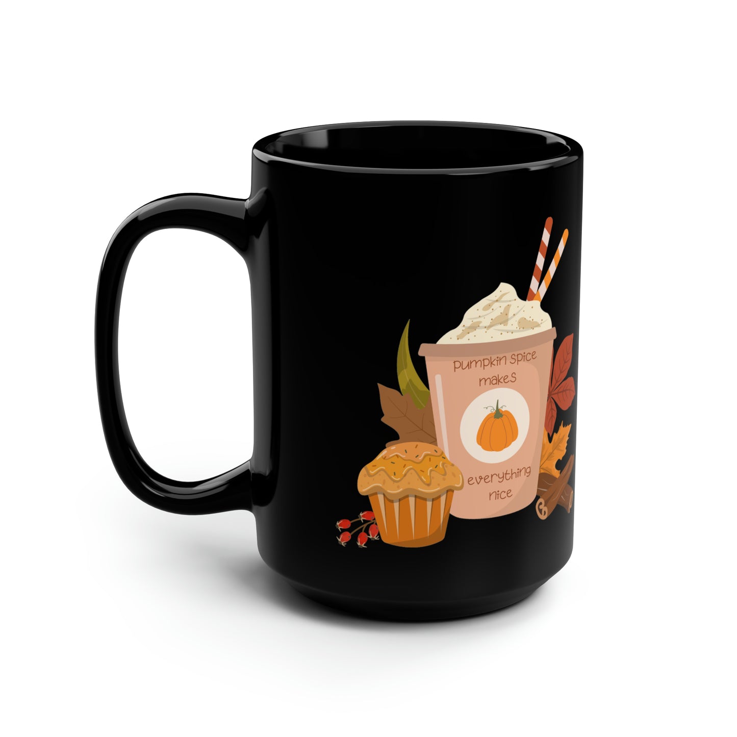 Pumpkin Spice Black Mug, 15oz