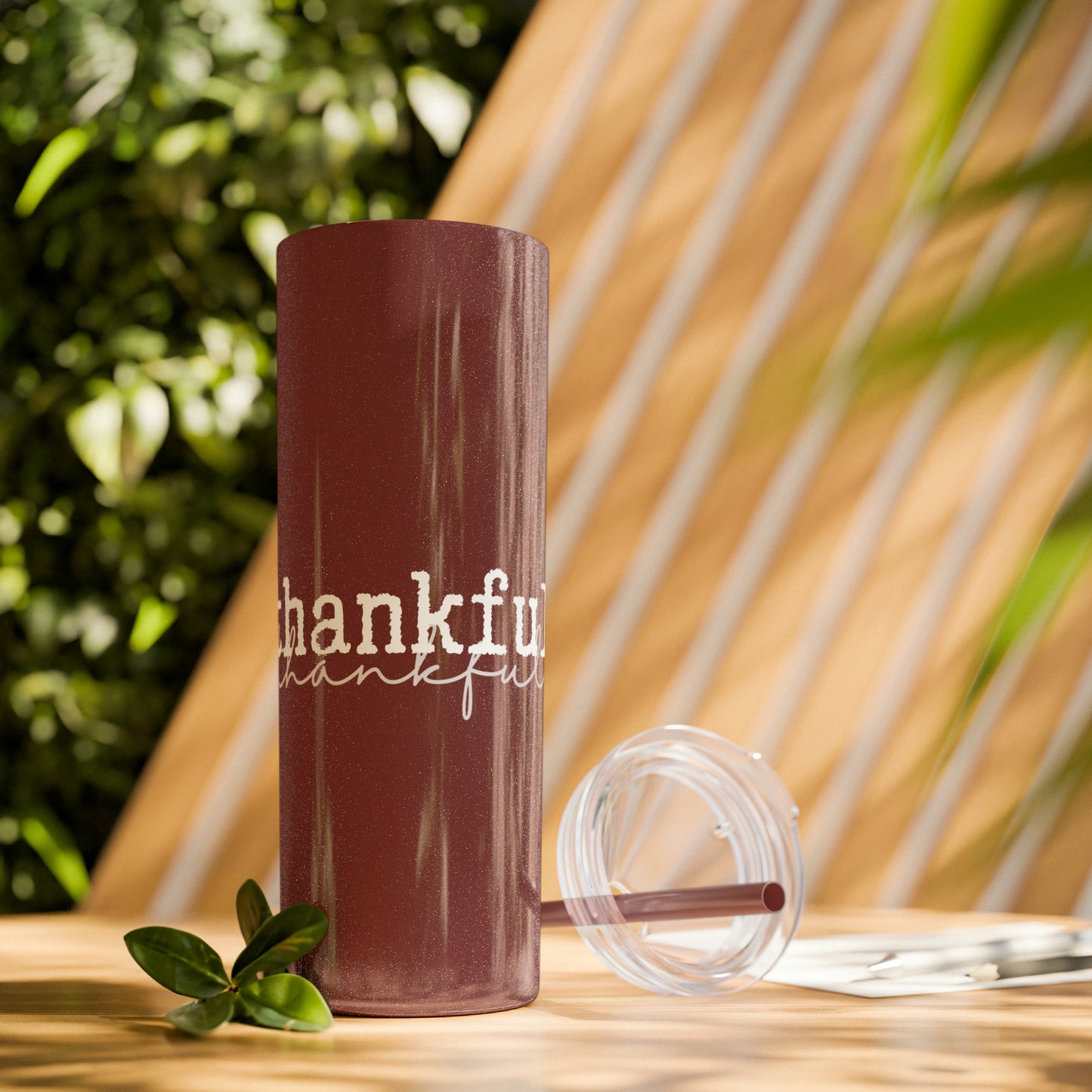 Thankful Skinny Tumbler with Straw, 20oz