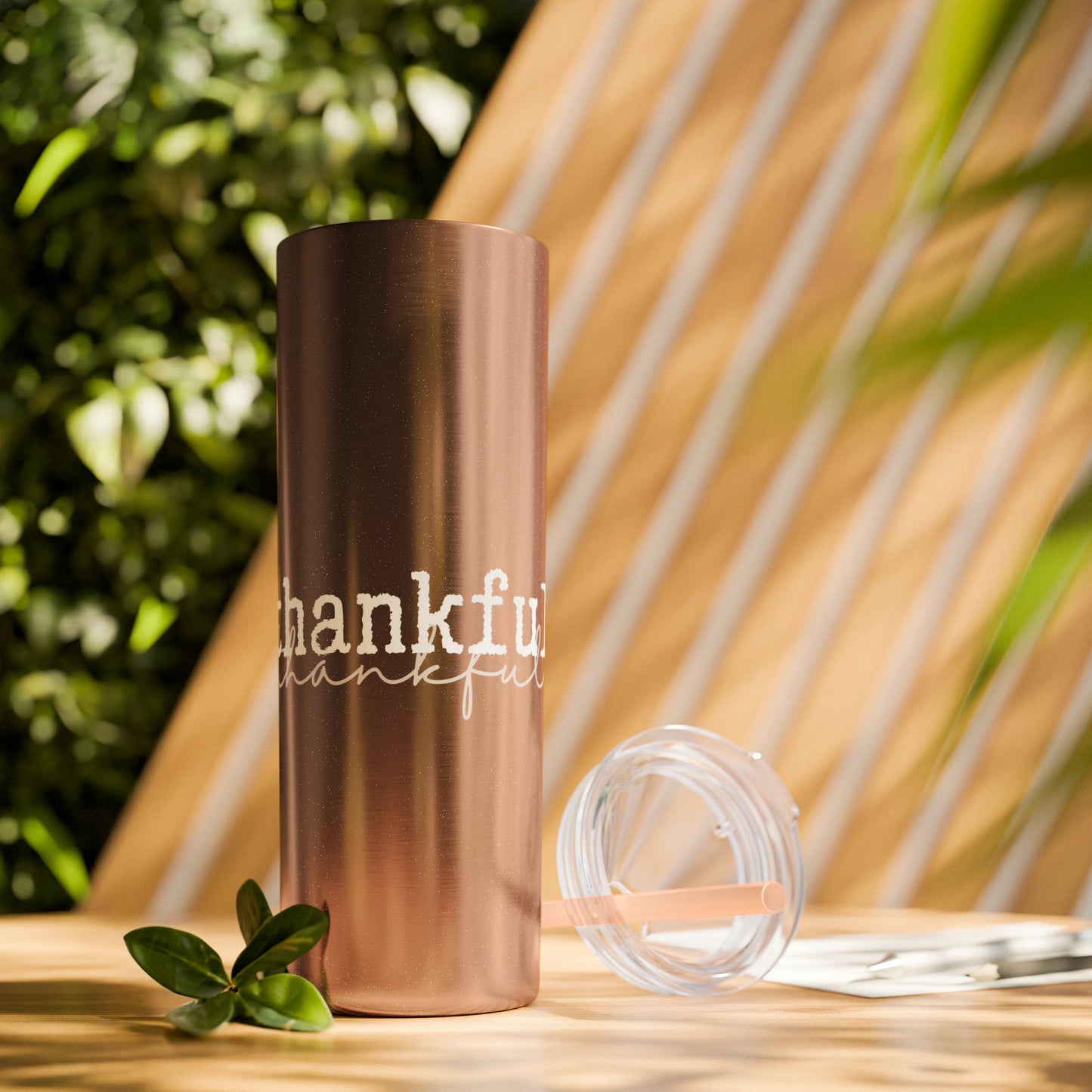 Thankful Skinny Tumbler with Straw, 20oz