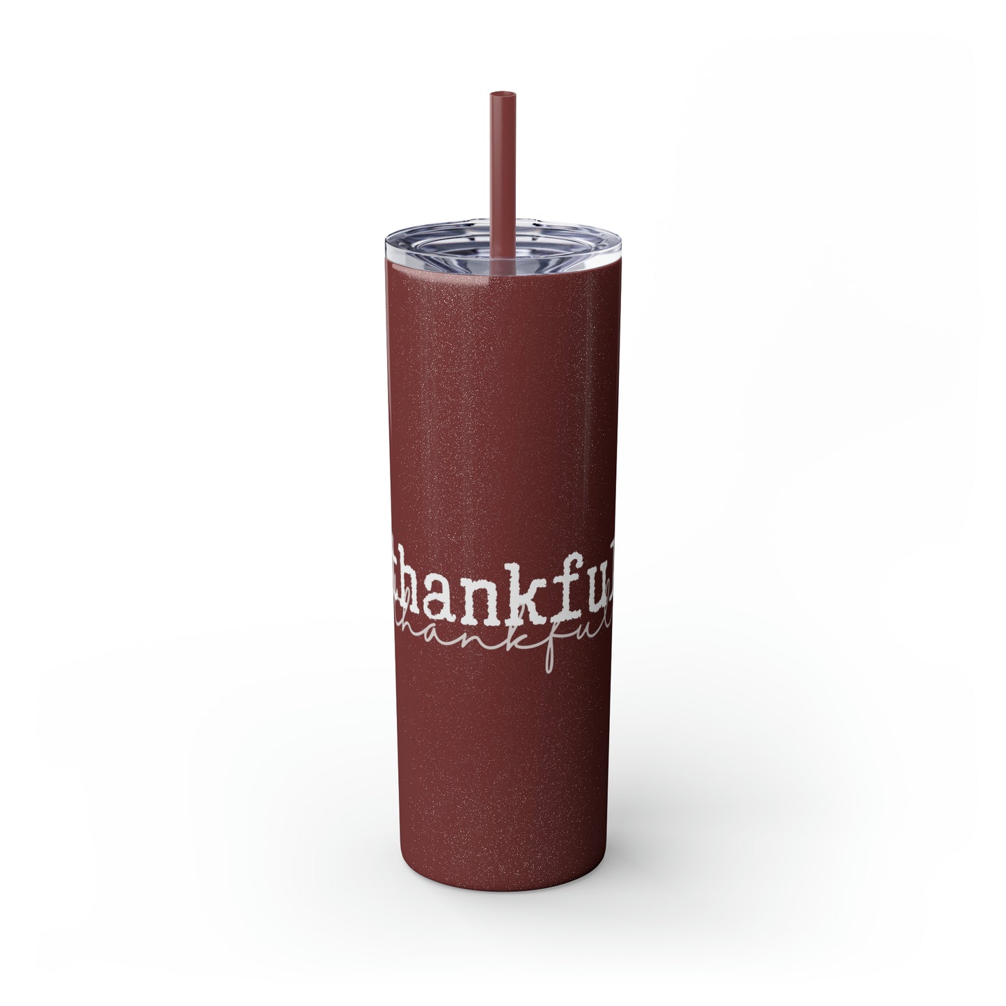 Thankful Skinny Tumbler with Straw, 20oz