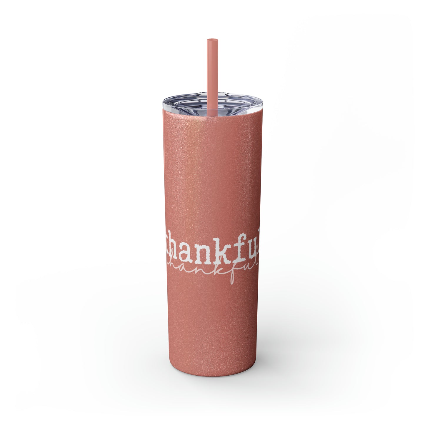Thankful Skinny Tumbler with Straw, 20oz