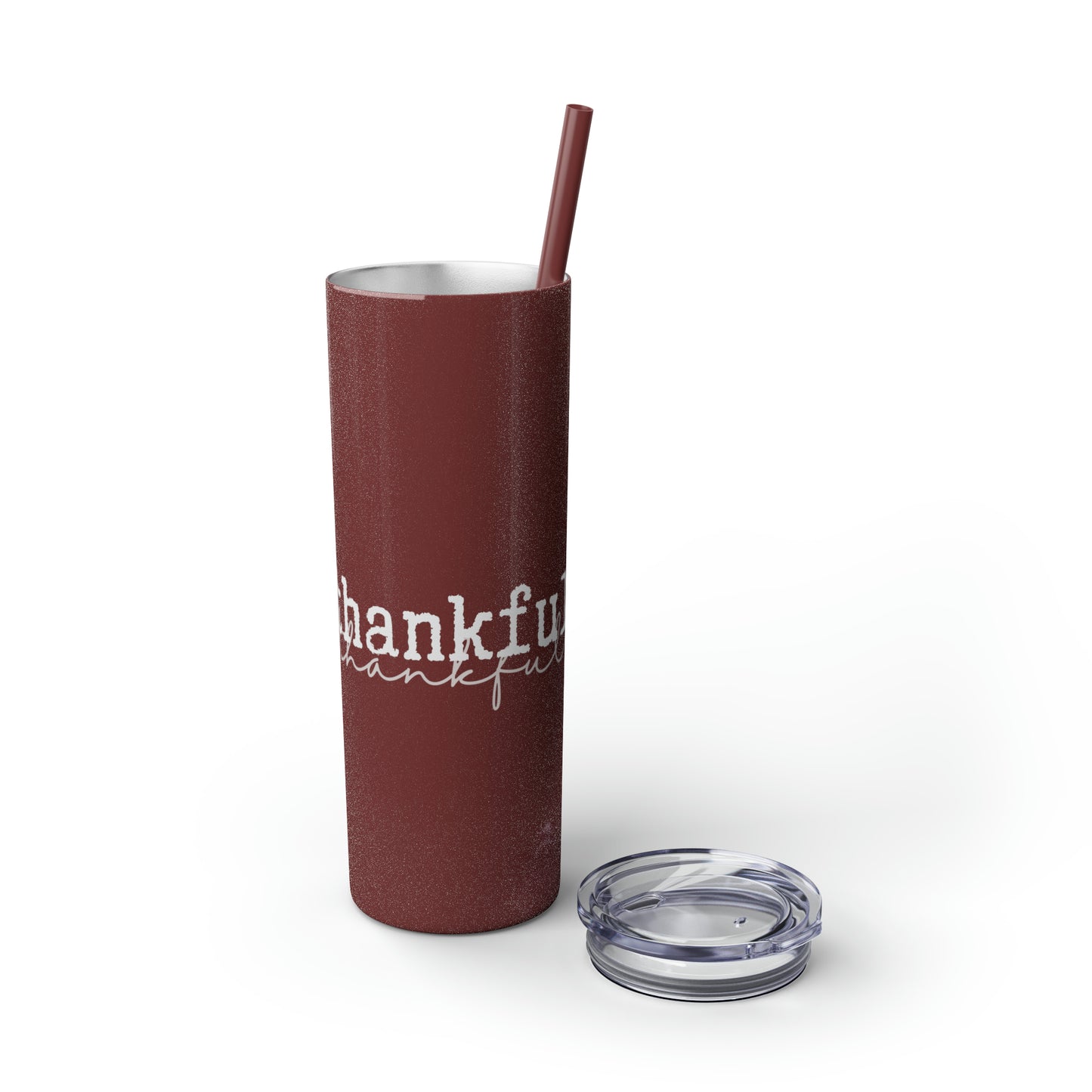 Thankful Skinny Tumbler with Straw, 20oz