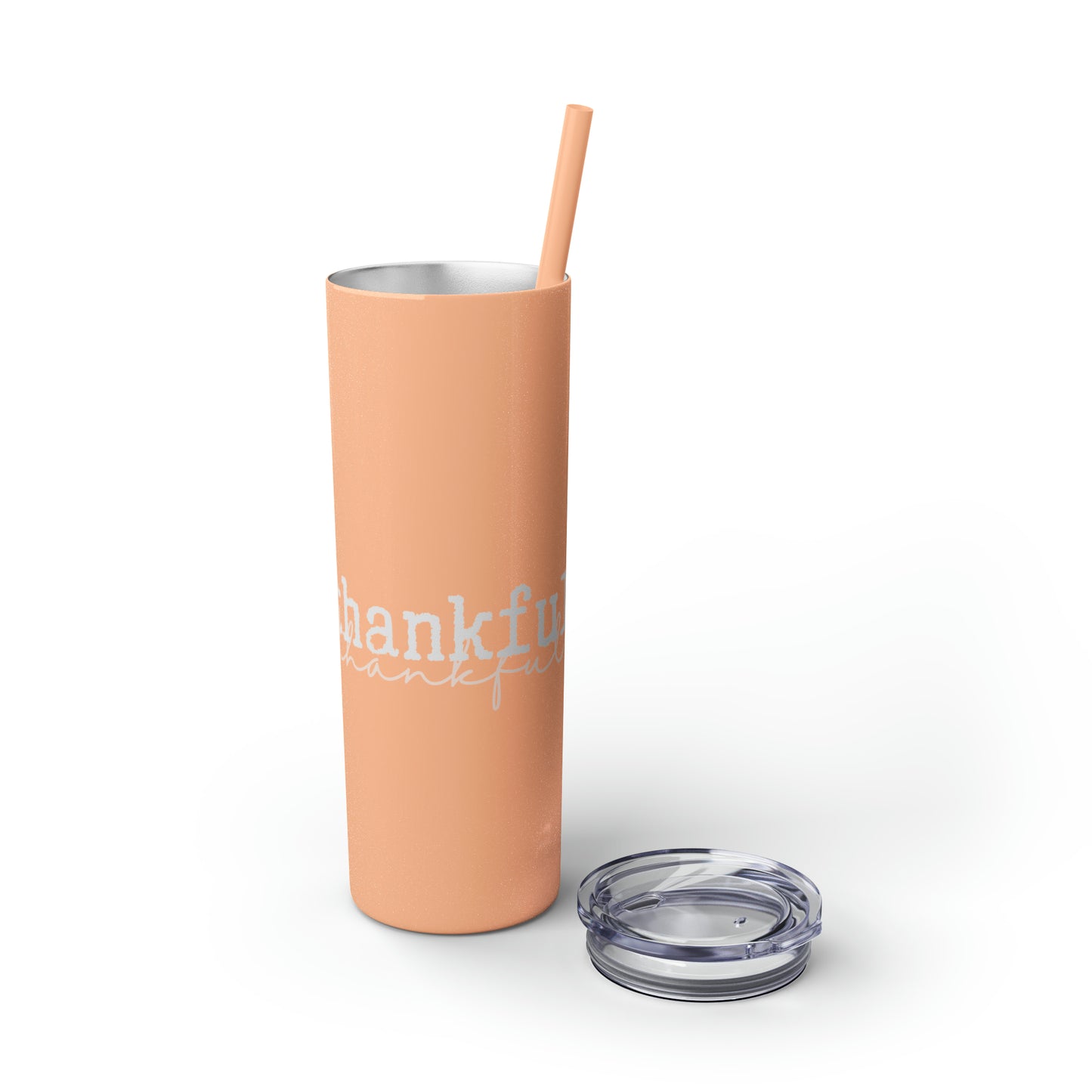 Thankful Skinny Tumbler with Straw, 20oz