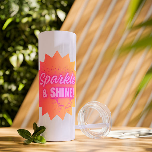 Sparkle & Shine Skinny Tumbler with Straw, 20oz
