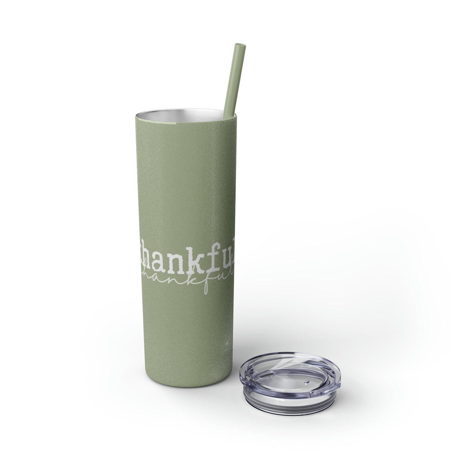 Thankful Skinny Tumbler with Straw, 20oz