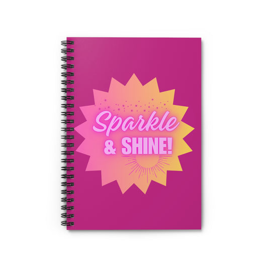 Sparkle & Shine Spiral Notebook (Dark Pink) - Ruled Line