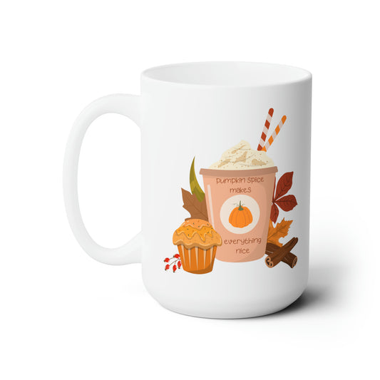 Pumpkin Spice White Ceramic Mug 15oz
